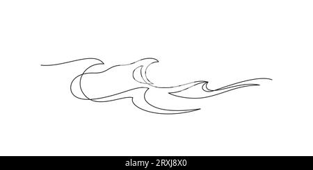 acqua a onde marine una linea stile minimalista illustrazione a linee sottili continua Illustrazione Vettoriale