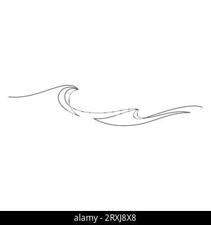 modello a onda di mare concetto di minimalismo a una linea illustrazione a linee sottili continua Illustrazione Vettoriale