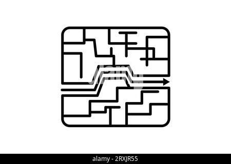 Icona Maze. Icona relativa alla risoluzione dei problemi. icona adatta per la progettazione di siti web, app, interfacce utente, stampabili, ecc. Stile icona linea. Des vettoriale semplice Illustrazione Vettoriale