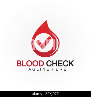 Modello di disegno vettoriale con icona logo controllo goccia di sangue Illustrazione Vettoriale