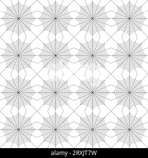Modello senza cuciture a ragno simmetrico. Sfondo geometrico moderno di halloween. Illustrazione Vettoriale