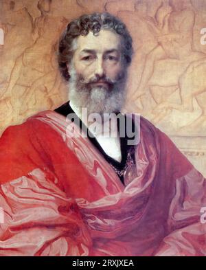 Frederic Leighton, i barone Leighton (1830-1896), Self Portrait painting of the British Victorian Painter, draftsman, and sculptor, oil on canvas, 1880 Foto Stock