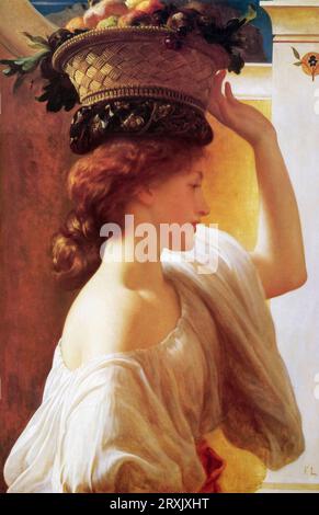 Frederic Leighton, Eucharis, ­A Girl with a Basket of Fruit, painting in oil on canvas, circa 1863 Foto Stock