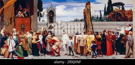 Frederic Leighton, la celebrata Madonna di Cimabue, è portata in processione per le strade di Firenze, dipingendo ad olio su tela, 1853-1855 Foto Stock