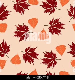 Motivo autunnale senza cuciture con foglie autunnali Illustrazione Vettoriale