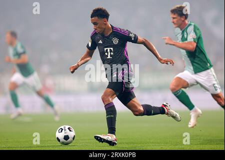 Jamal Musiala del Bayern Muenchen SV Werder Bremen vs FC Bayern Muenchen Fussball 1. Bundesliga Saison 2023/24 1.Spieltag 18.08.2023 Wohninvest Stadion Weser Stadion Bremen © diebilderwelt / Alamy Stock Foto Stock