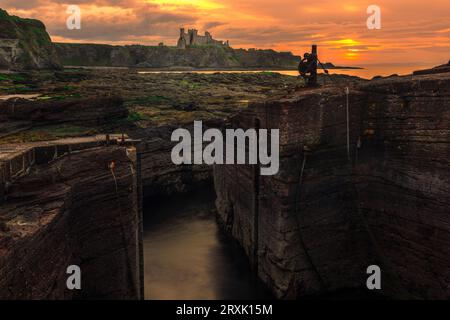 Il castello in rovina di Tantallon a North Berwick, East Lothian, Scozia Foto Stock