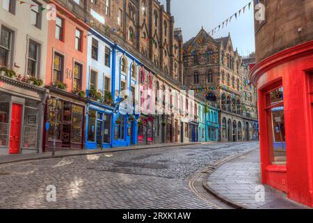 Victoria Street di Edimburgo, Scozia Foto Stock
