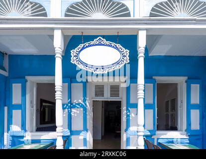 Repubblica Dominicana, colorate strade coloniali di Puerto Plata. Foto Stock