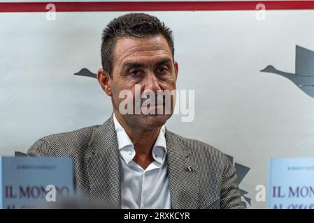 Roma, Italia. 22 settembre 2023. Il generale dell'esercito italiano Roberto Vannacci durante la presentazione della seconda edizione del suo controverso libro ''il mondo al contrario''. (Foto di Vincenzo Nuzzolese/NurPhoto) credito: NurPhoto SRL/Alamy Live News Foto Stock