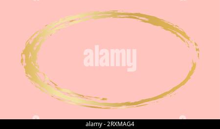 Cornice ovale dorata su sfondo rosa. Modello di design Premium. Stile di lusso. Illustrazione vettoriale Illustrazione Vettoriale