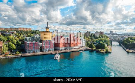 Vista panoramica dello skyline della città di Stoccolma in Svezia. Foto Stock