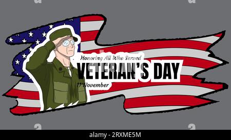 design vettoriale veterans day per adesivi, banner o poster Illustrazione Vettoriale