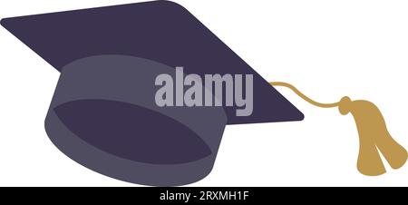 Semplice tappo di graduazione. Cap. Accademico Illustrazione del cappello per l'istruzione universitaria. Icona del simbolo del concetto di graduazione. Illustrazione vettoriale Illustrazione Vettoriale