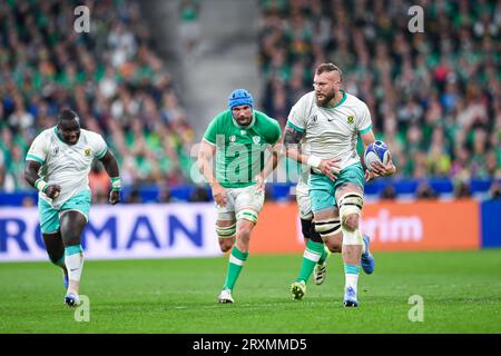 Rudolph Gerhardus RG Snyman durante la Coppa del mondo RWC 2023, partita di rugby a 15 tra Sudafrica (Springboks) e Irlanda il 23 settembre 2023 allo Stade de France di Saint-Denis vicino Parigi. Foto Stock