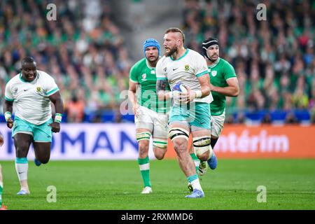 Rudolph Gerhardus RG Snyman durante la Coppa del mondo RWC 2023, partita di rugby a 15 tra Sudafrica (Springboks) e Irlanda il 23 settembre 2023 allo Stade de France di Saint-Denis vicino Parigi. Foto Stock