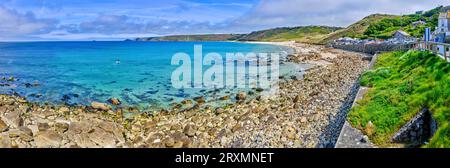 Costa rocciosa di Whitesands Bay, Sennen Cove, Inghilterra, Regno Unito Foto Stock