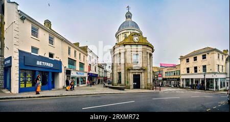 Edificio storico del mercato in Market Jew Street, Penzance, Inghilterra, Regno Unito Foto Stock