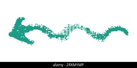 freccia di enfasi pastello. Simbolo a forma di carbone verde disegnato a mano per diagrammi disegnati a mano. Icona Riduci semplice sottolineatura. Illustrazione vettoriale isolata su bianco Illustrazione Vettoriale