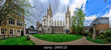 Sentiero pedonale di fronte alla Cattedrale della Beata Vergine Maria, Truro, Inghilterra, Regno Unito Foto Stock