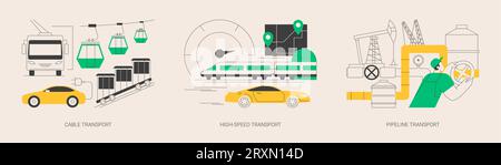Illustrazioni vettoriali del concetto astratto delle modalità di trasporto. Illustrazione Vettoriale