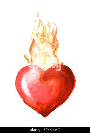 Sacro cuore di Gesù. Illustrazione ad acquerello disegnata a mano isolata su sfondo bianco Foto Stock