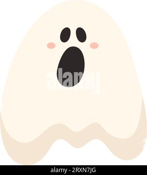 Simpatica lettera dell'alfabeto di Halloween Un personaggio fantasma. Scritta decorativa per bambini divertente. per t-shirt, decorazione della nursery, baby shower, biglietto d'auguri Illustrazione Vettoriale