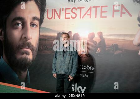 Roma, Italia. 25 settembre 2023. ROMA, ITALIA - SETTEMBRE 25: Tobia De Angelis partecipa al photocall della serie Sky 'un'estate fa' al Cinema Troisi il 25 settembre 2023 a Roma. (Foto di Luca Carlino/NurPhoto) credito: NurPhoto SRL/Alamy Live News Foto Stock