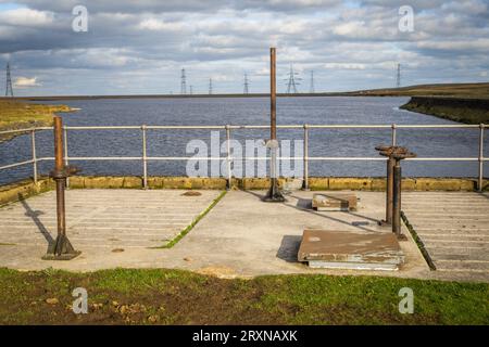 23.09.23 Littleborough, Lancashire, Regno Unito. Blackstone Edge Reservoir sulla Pennine Way vicino alla Casa Bianca Foto Stock