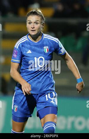 Castel di Sangro, Italia. 26 settembre 2023. L'Italia Cristiana Girelli durante la UEFA Women's Nations League, Una partita di calcio 2023/204 tra Italia e Svezia allo stadio Teofilo Patini a Castel di Sangro (Italia), 26 settembre 2023. Crediti: Insidefoto di andrea staccioli/Alamy Live News Foto Stock