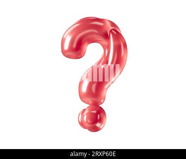 Simbolo fatto di palloncini bizzarri. illustrazione 3d del simbolo rosso isolato su sfondo bianco Foto Stock