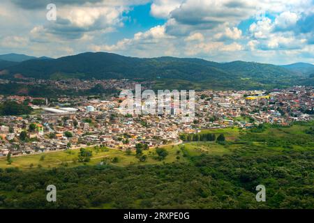 Vista aerea di un quartiere povero di San Paolo, Brasile Foto Stock