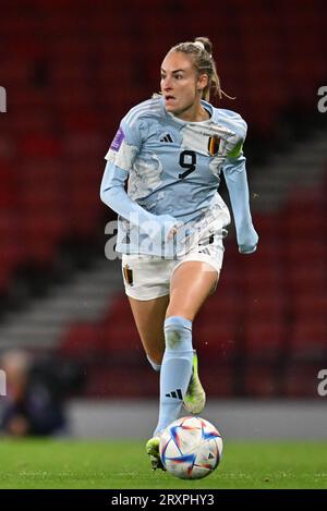 Glasgow, Regno Unito. 26 settembre 2023. La belga Tessa Wullaert è stata fotografata in azione durante una partita tra la Scozia e la nazionale femminile belga The Red Flames, partita 2/6 nella UEFA Women's Nations League 2023-24, martedì 26 settembre 2023, a Glasgow, in Scozia. BELGA PHOTO DAVID CATRY Credit: Belga News Agency/Alamy Live News Foto Stock