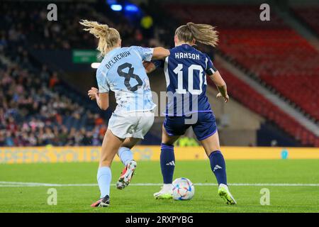 26 settembre 23, Glasgow, Regno Unito. Nella prima partita casalinga per la Scozia nella nuova UEFA Women's Nations League, la Scozia gioca in Belgio a Hampden Park, Glasgow, Scozia, Regno Unito. Crediti: Findlay/Alamy Live News Foto Stock