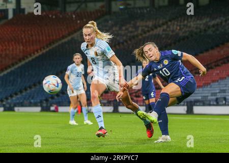 26 settembre 23, Glasgow, Regno Unito. Nella prima partita casalinga per la Scozia nella nuova UEFA Women's Nations League, la Scozia gioca in Belgio a Hampden Park, Glasgow, Scozia, Regno Unito. Crediti: Findlay/Alamy Live News Foto Stock