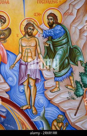 Il Battesimo di Cristo — Teofania, chiamato anche Epifania. Il monastero di Žitomislić, Bosnia ed Erzegovina. Foto Stock