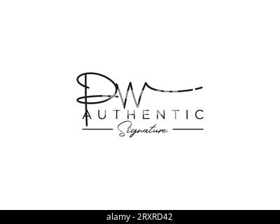 Vettore modello logo firma PW. Illustrazione Vettoriale