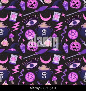 Strega di base con motivo senza cuciture Purple Punch Foto Stock