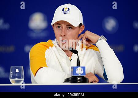 Matt Fitzpatrick del Team Europe durante una conferenza stampa al Marco Simone Golf and Country Club di Roma, in vista della Ryder Cup 2023. Data foto: Mercoledì 27 settembre 2023. Foto Stock