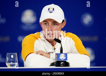 Matt Fitzpatrick del Team Europe durante una conferenza stampa al Marco Simone Golf and Country Club di Roma, in vista della Ryder Cup 2023. Data foto: Mercoledì 27 settembre 2023. Foto Stock