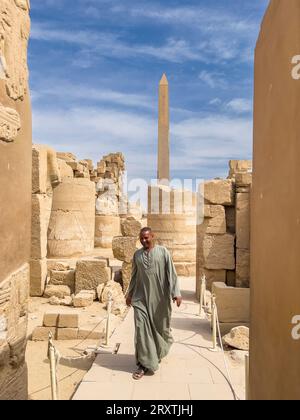 L'obelisco di Karnak di Hatshepsut, complesso del tempio di Karnak, comprende un vasto mix di templi, piloni e cappelle, patrimonio dell'umanità dell'UNESCO, vicino a Luxor, Thebes Foto Stock