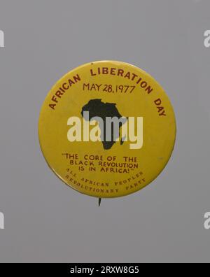 Pinback Button Promoting African Liberation Day 1977 Foto Stock