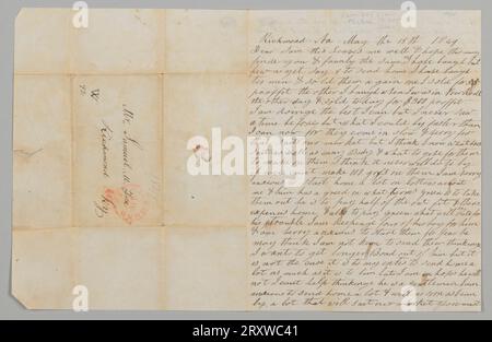 Lettera a Samuel Fox da Giles Saunders riguardante la tratta degli schiavi il 18 maggio 1849 Foto Stock