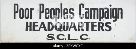 Sign for the Poor People’s Campaign Headquarters 1968 Foto Stock