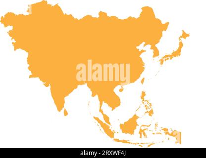 Mappa colori CMYK ARANCIONE dell'ASIA Illustrazione Vettoriale