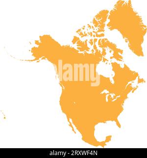 Mappa colore CMYK ARANCIONE del NORD AMERICA Illustrazione Vettoriale