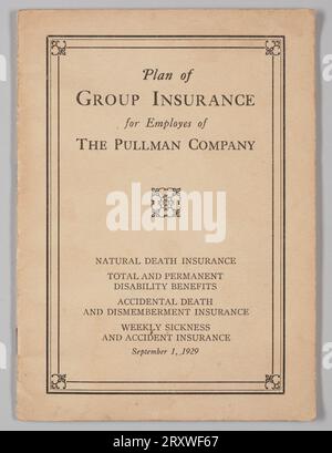 Piano assicurativo di gruppo per Employes della Pullman Company 1929 Foto Stock