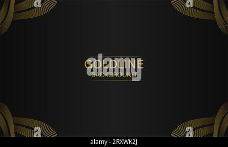 elegante linea oro astratta su sfondo nero Foto Stock