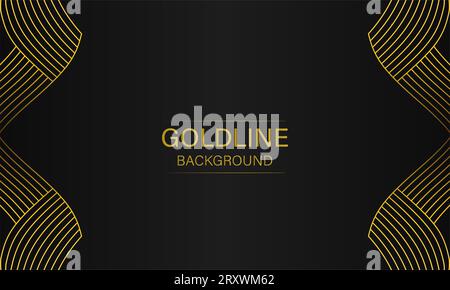 elegante linea oro astratta su sfondo nero Foto Stock