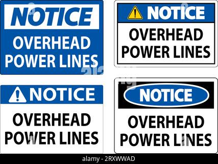 Cartello di avviso linee elettriche aeree Illustrazione Vettoriale